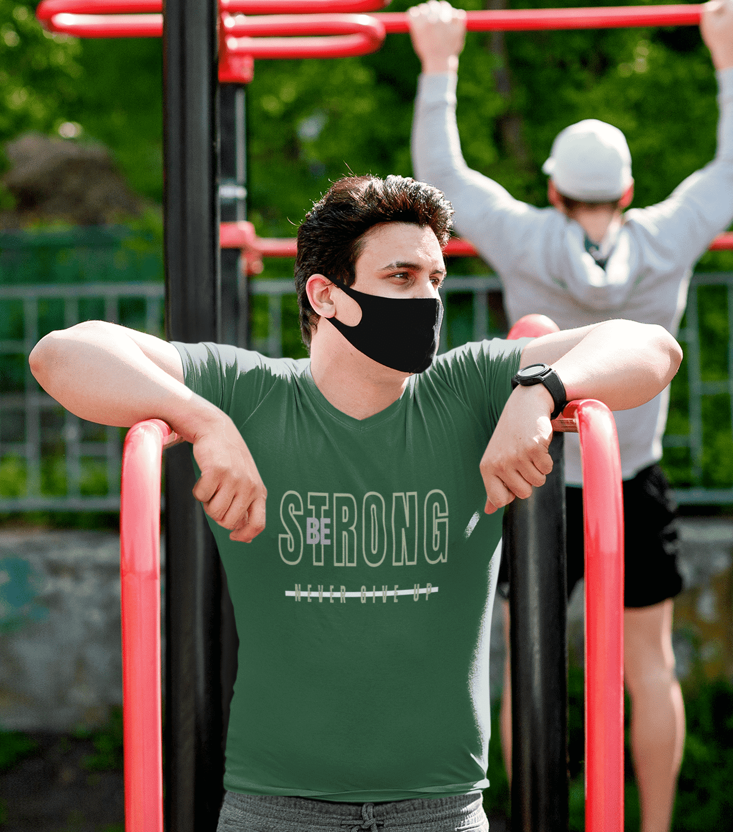 Be Strong Never Give Up Round Neck Gym T-shirt for Men