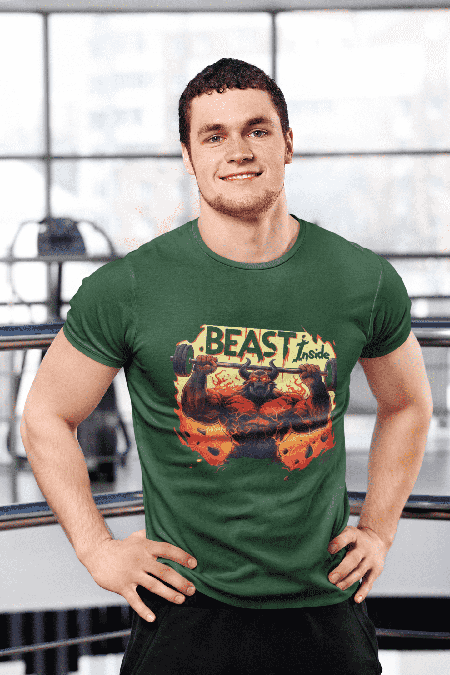 Beast Inside Round Neck Gym T-shirt for Men