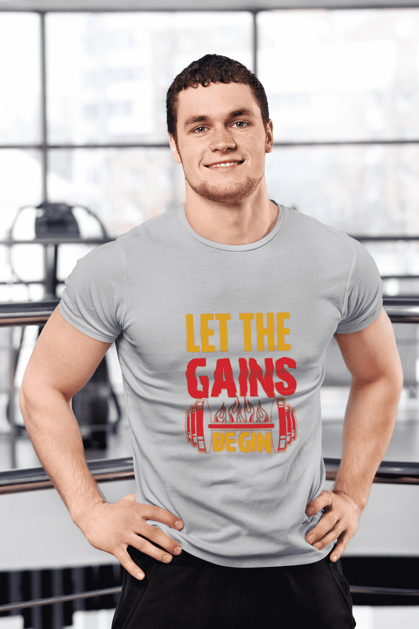 Let the Gains Begin Round Neck Gym T-shirt for Men