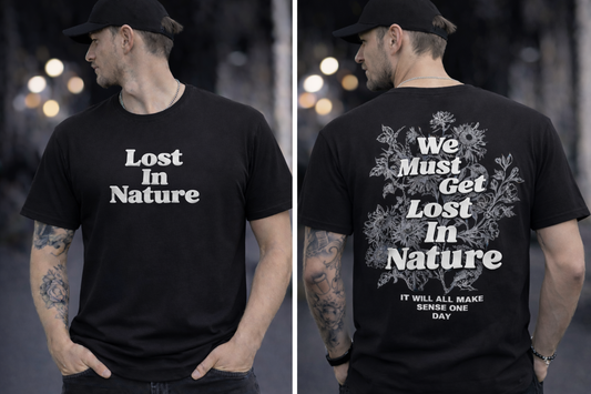 Lost In Nature T-Shirt – 190 GSM Cotton Lycra | Puffed Front Print & Back Graphic