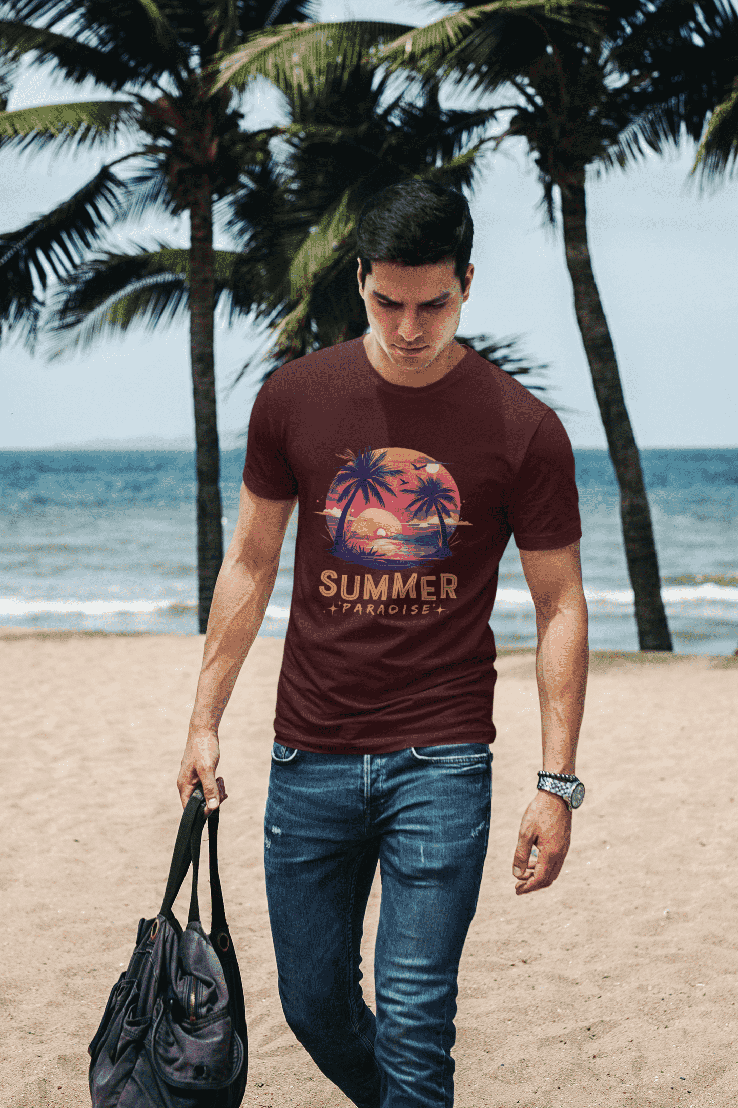 Summer Paradise Classic Round Neck T-shirt for Men