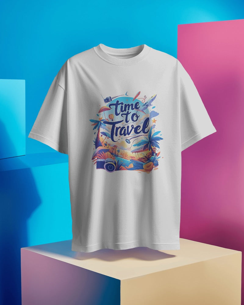 Time to Travel Classic Round Neck T-shirt for Women