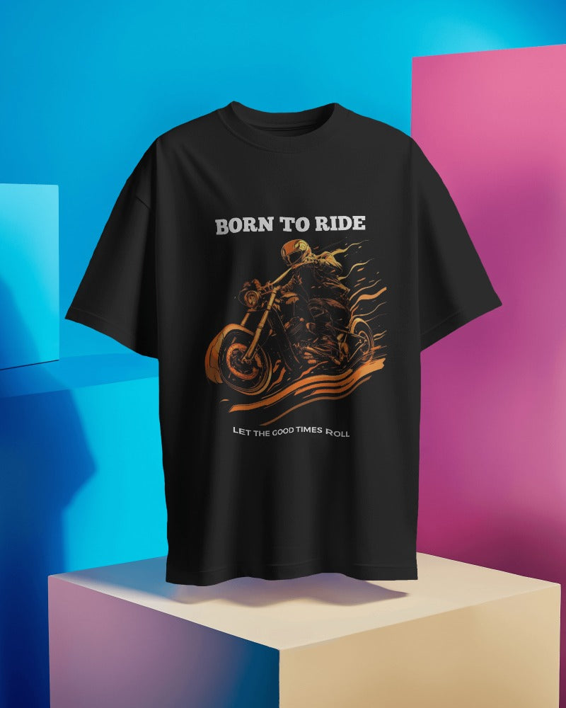 Born to Ride Classic Round Neck Bike T-shirt for Men