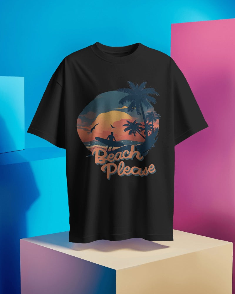 Beach Please Classic Round Neck T-shirt for Men