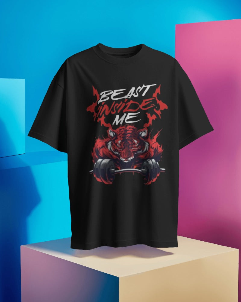 Beast Inside Me Round Neck Gym T-shirt for Men