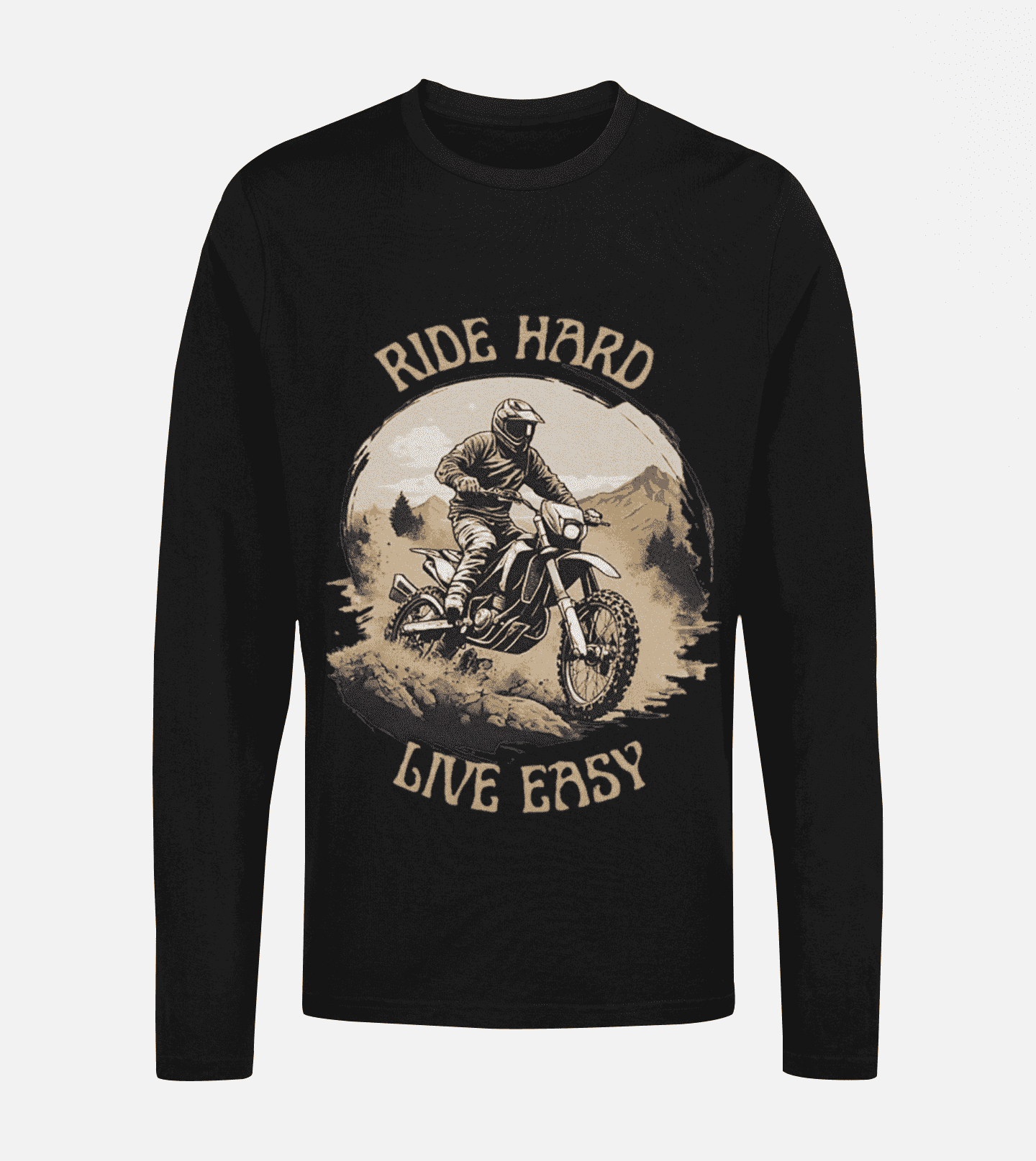 Ride Hard Live Easy Round Neck Full Sleeve T-shirt for Men