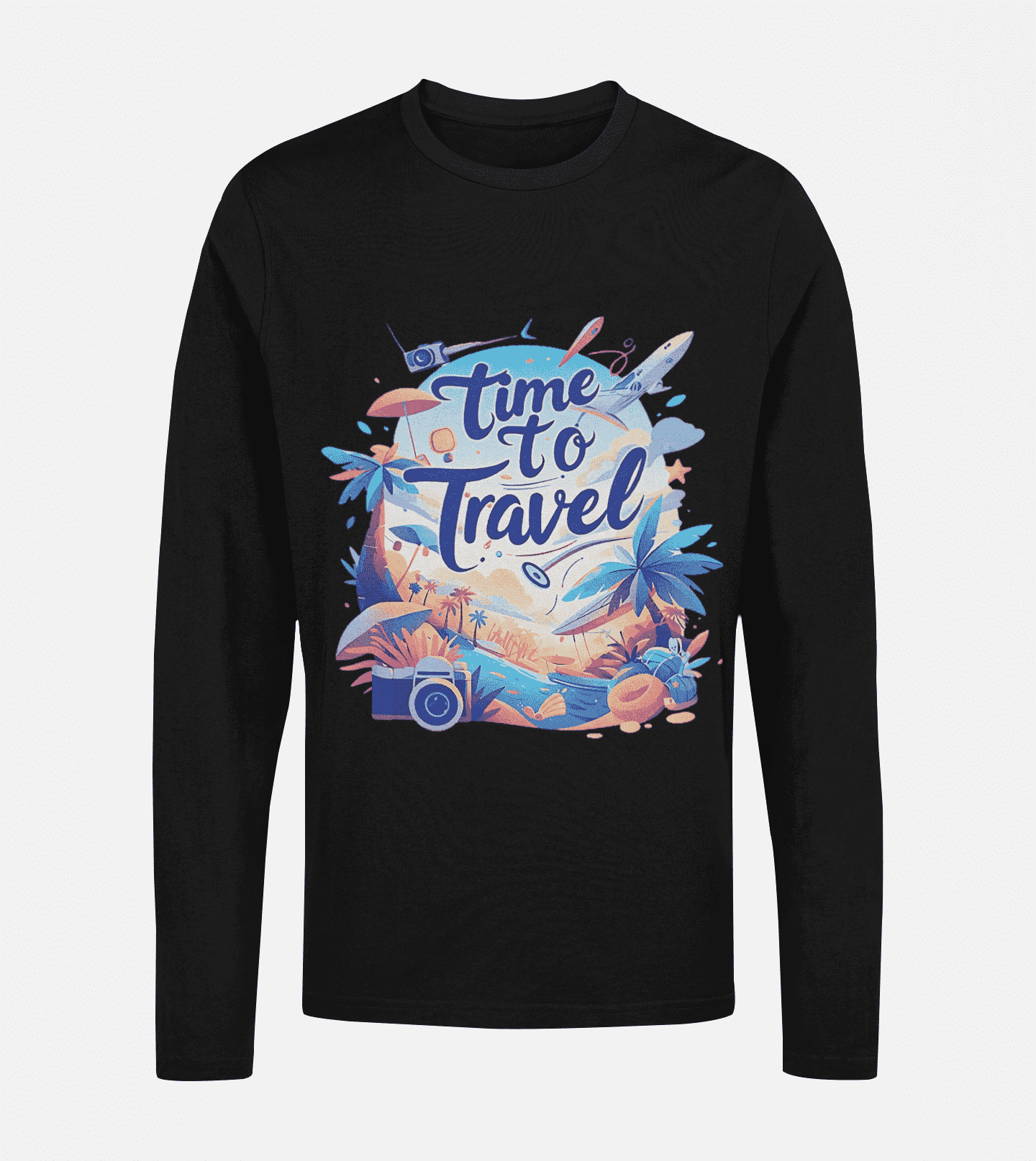 Time to Travel Full Sleeve Round Neck T-shirt for Men