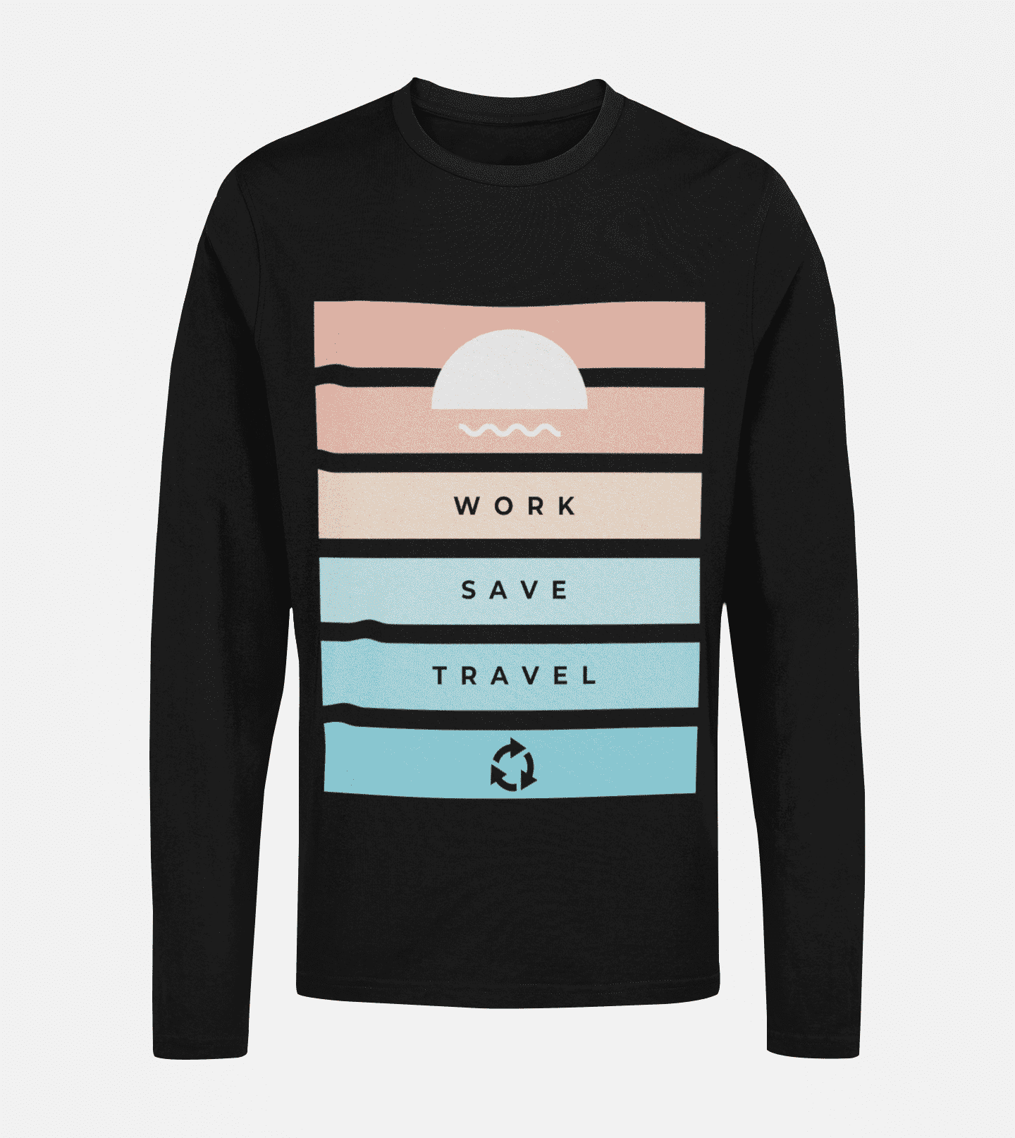 Work Save Travel Repeat Classic Round Neck Full Sleeve T-shirt for Men