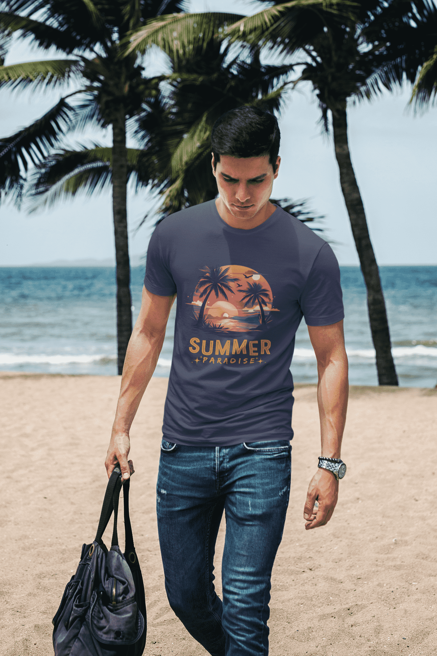 Summer Paradise Classic Round Neck T-shirt for Men