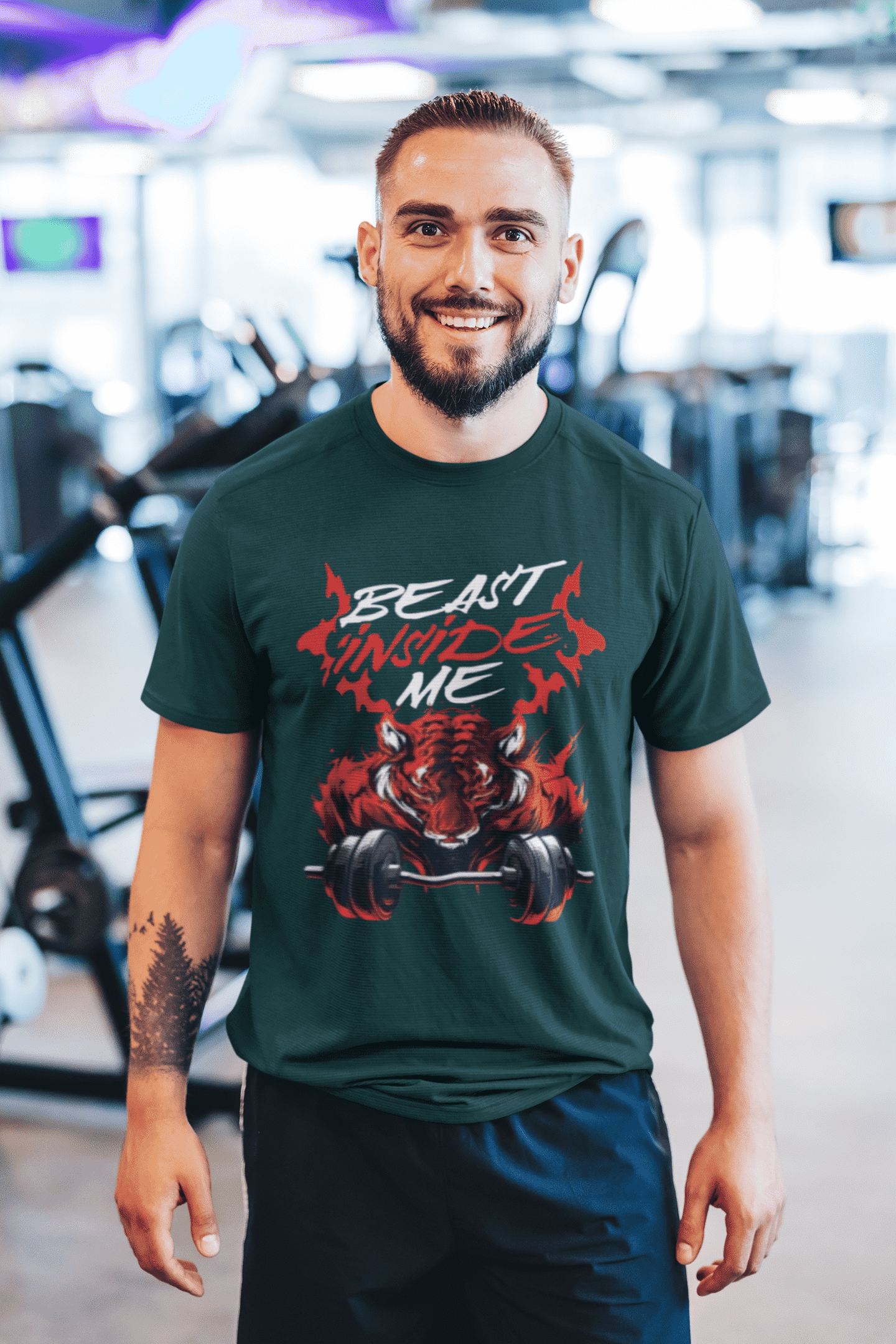 Beast Inside Me Round Neck Gym T-shirt for Men