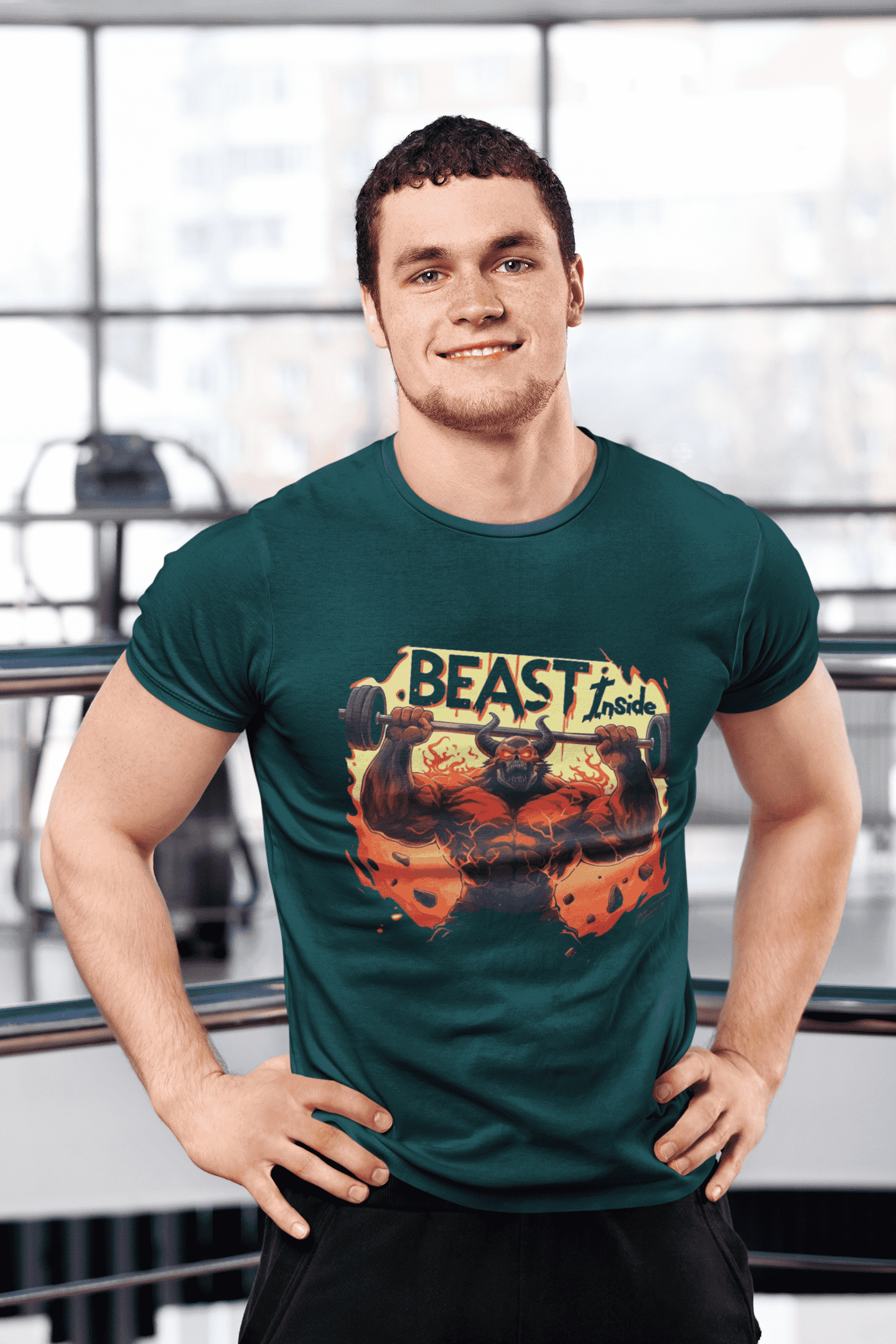 Beast Inside Round Neck Gym T-shirt for Men