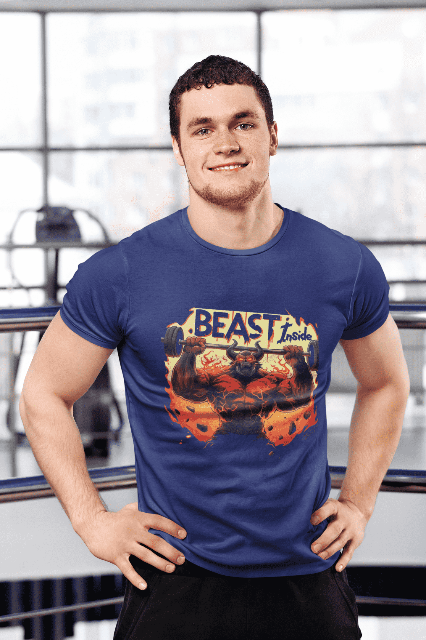 Beast Inside Round Neck Gym T-shirt for Men