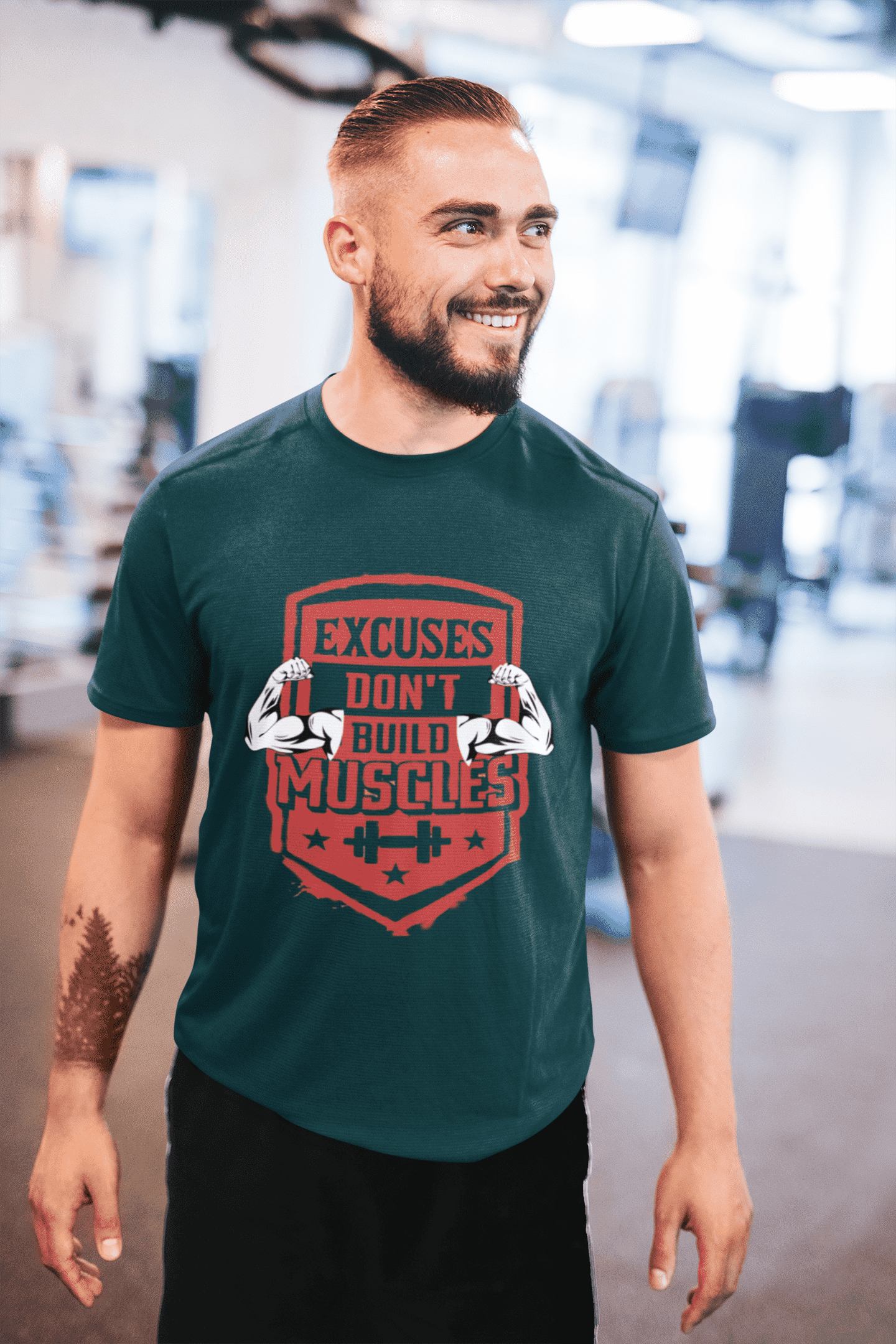 Excuses Don't Build Muscle Round Neck Gym T-shirt for Men