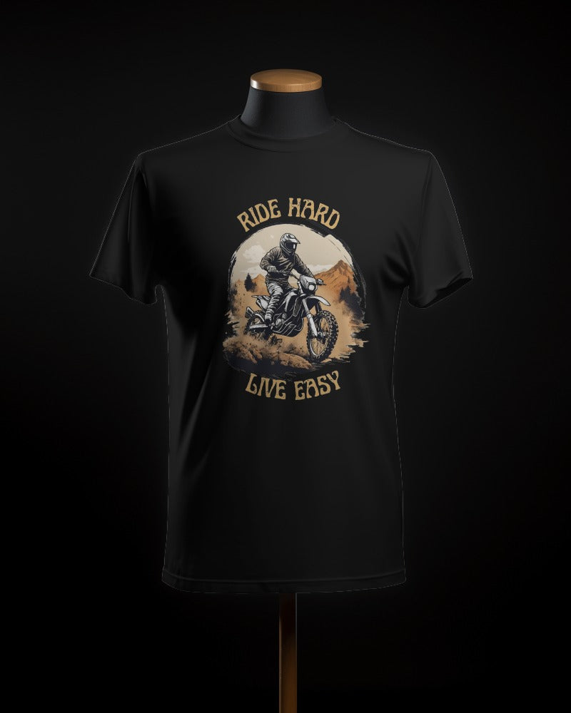 Ride Hard Live Easy Round Neck Bike T-shirt For Men