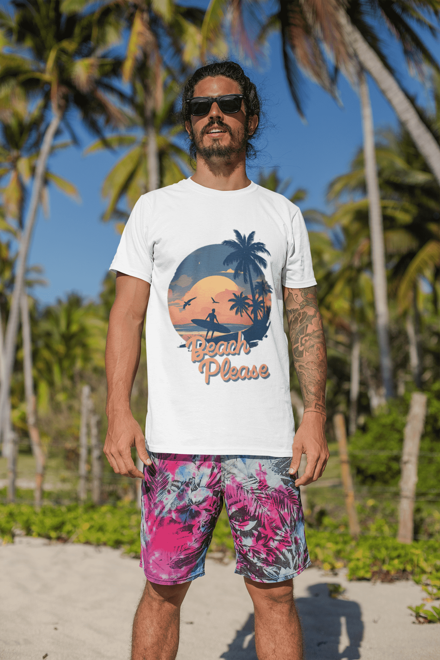 Beach Please Classic Round Neck T-shirt for Men