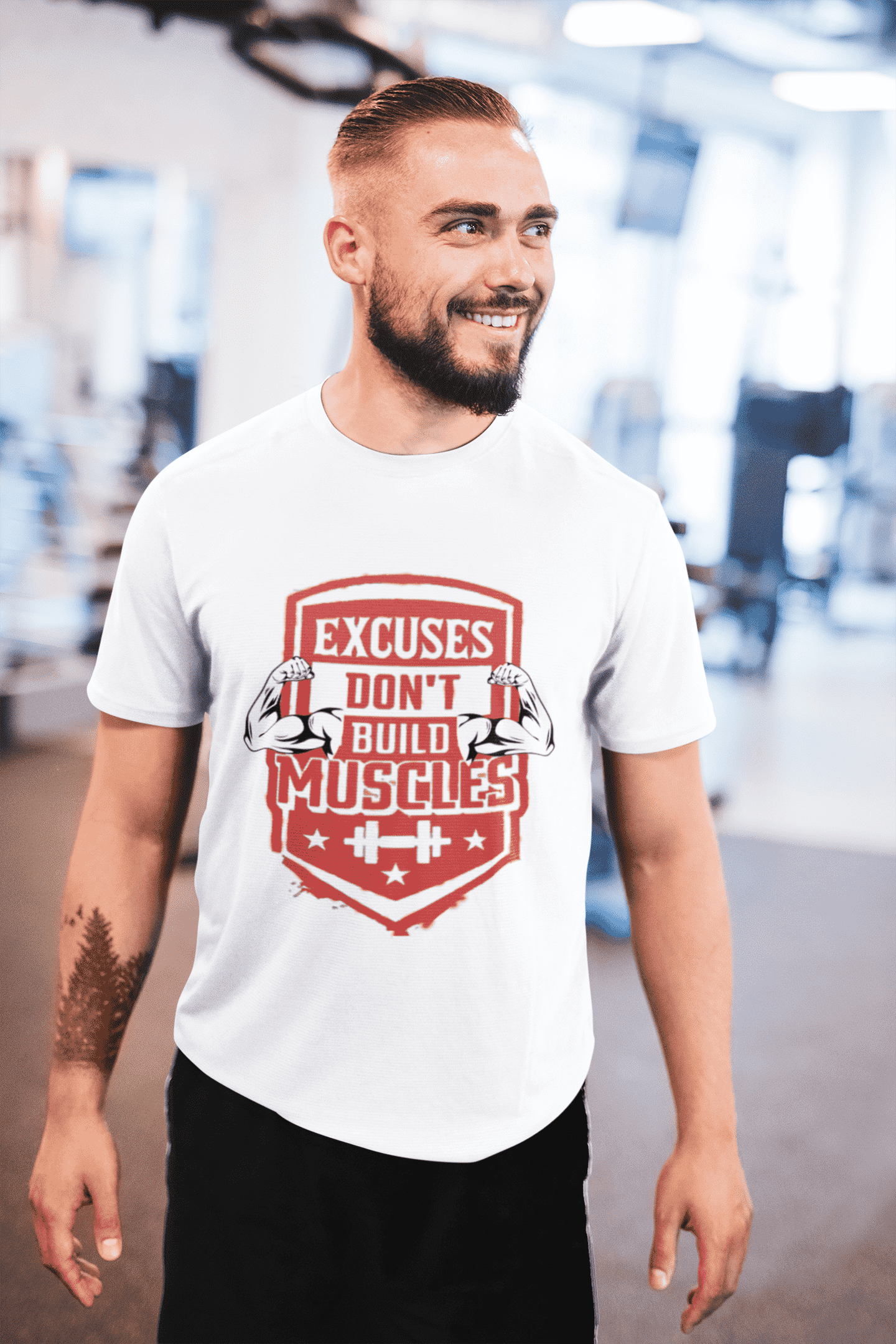 Excuses Don't Build Muscle Round Neck Gym T-shirt for Men